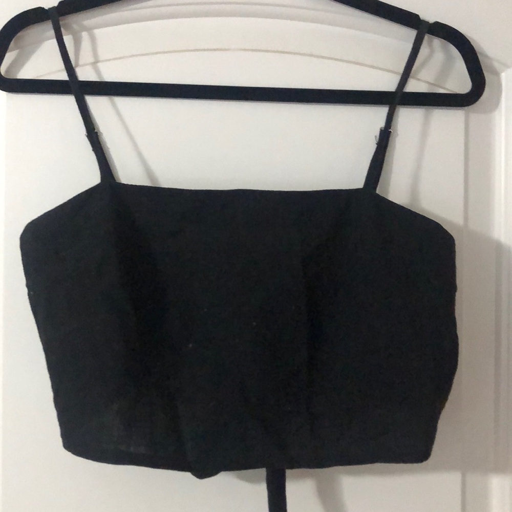 Black tie backed crop top